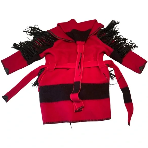 Early’s Witney Point Castillo Designs Santa Fe Hooded Wool Fringe Coat - Picture 2 of 10